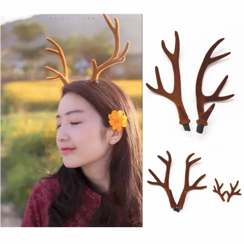 Reindeer Antlers Headband - Handmade brown Simulation Deer Antlers Christmas