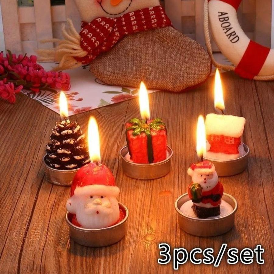 3Pcs Christmas Decorative Cand - Holiday Candle Set ulasan dan harga