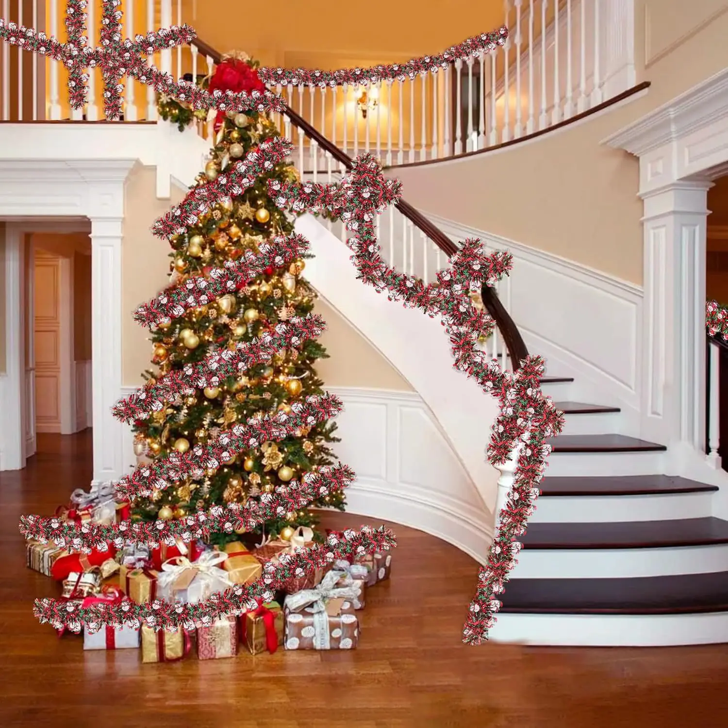 Christmas Tinsel Garland Santa - Tinsel Garland Decoration ulasan dan harga
